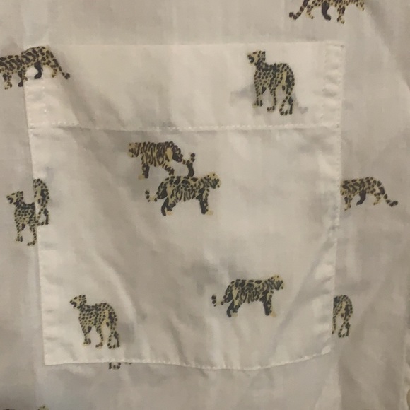 Madewell woman’s print button down blouse with cheetahs cotton size medium M - Picture 4 of 11